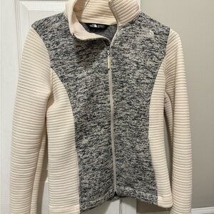 The North Face Off-White and Gray Zip-Up Jacket